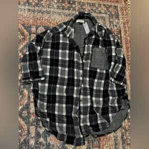 Anthropologie Navy and White Checkered Shirt